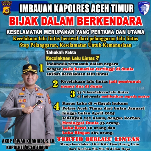 Angka Kecelakaan Tinggi, Kapolres Aceh Timur Akan Tingkatkan Keselamatan Berkendara